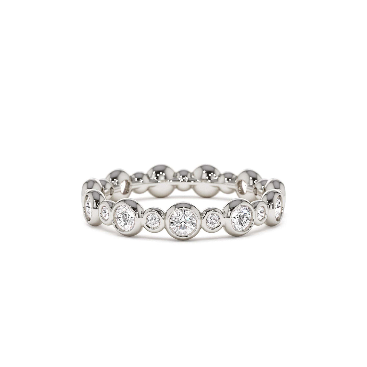 Bubble Diamond 3/4 Eternity Wedding Ring in 14K Gold — view 4