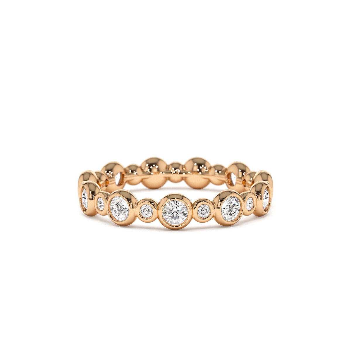 Bubble Diamond 3/4 Eternity Wedding Ring in 14K Gold — view 5