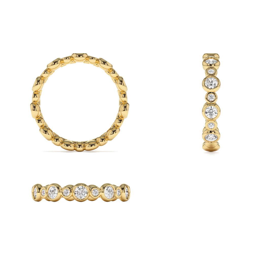 Bubble Diamond 3/4 Eternity Wedding Ring in 14K Gold — view 2