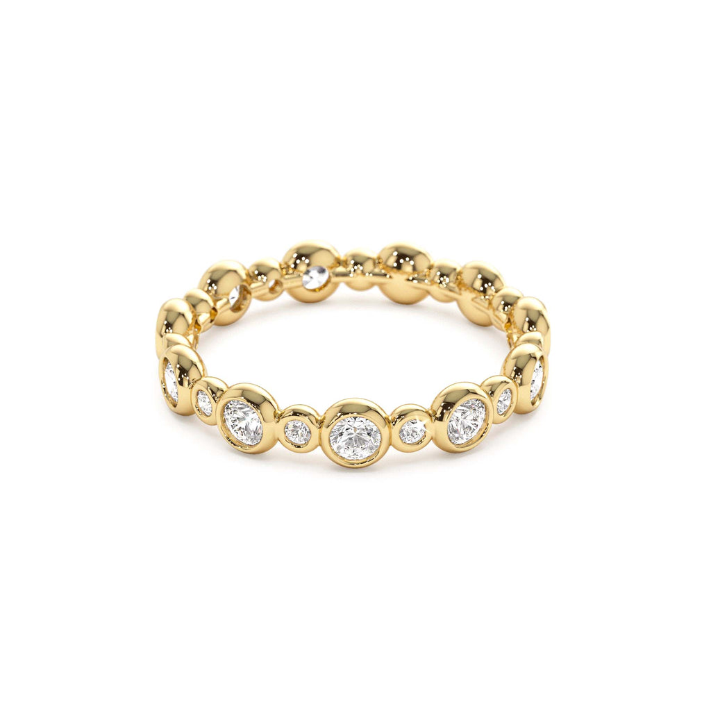 Bubble Diamond 3/4 Eternity Wedding Ring in 14K Gold — view 3