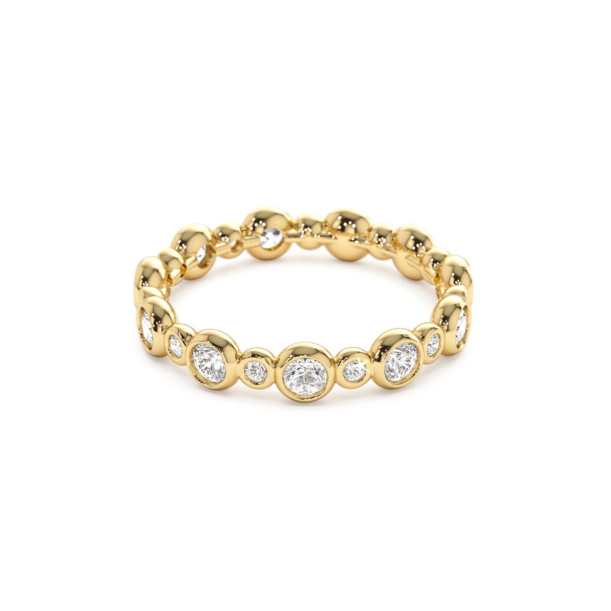 Bubble Diamond 3/4 Eternity Wedding Ring in 14K Gold — view 3