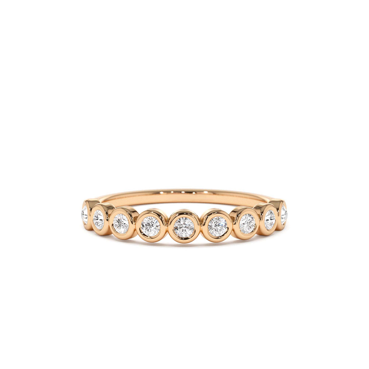9 Diamond Half Eternity Wedding Ring 0.55ctw in 14K Gold — view 5