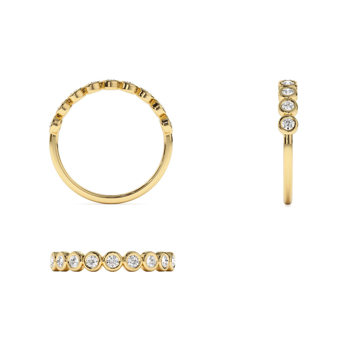 9 Diamond Half Eternity Wedding Ring 0.55ctw in 14K Gold — view 2