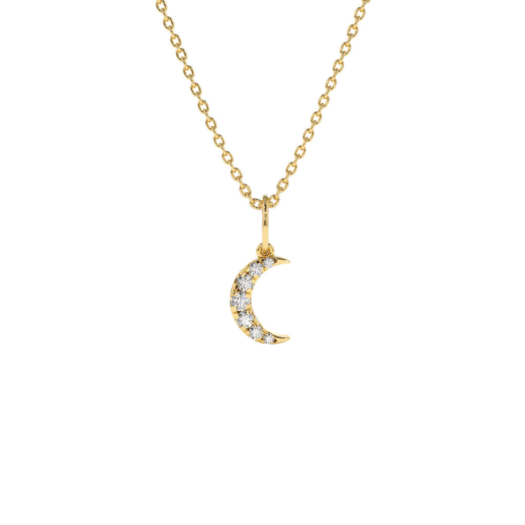 Dainty Crescent Moon Diamond Charm in 14K Gold — view 1