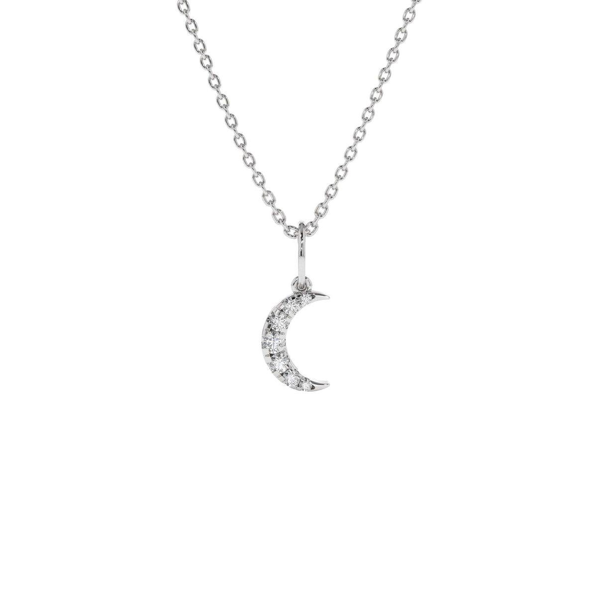 Dainty Crescent Moon Diamond Charm in 14K Gold — view 3