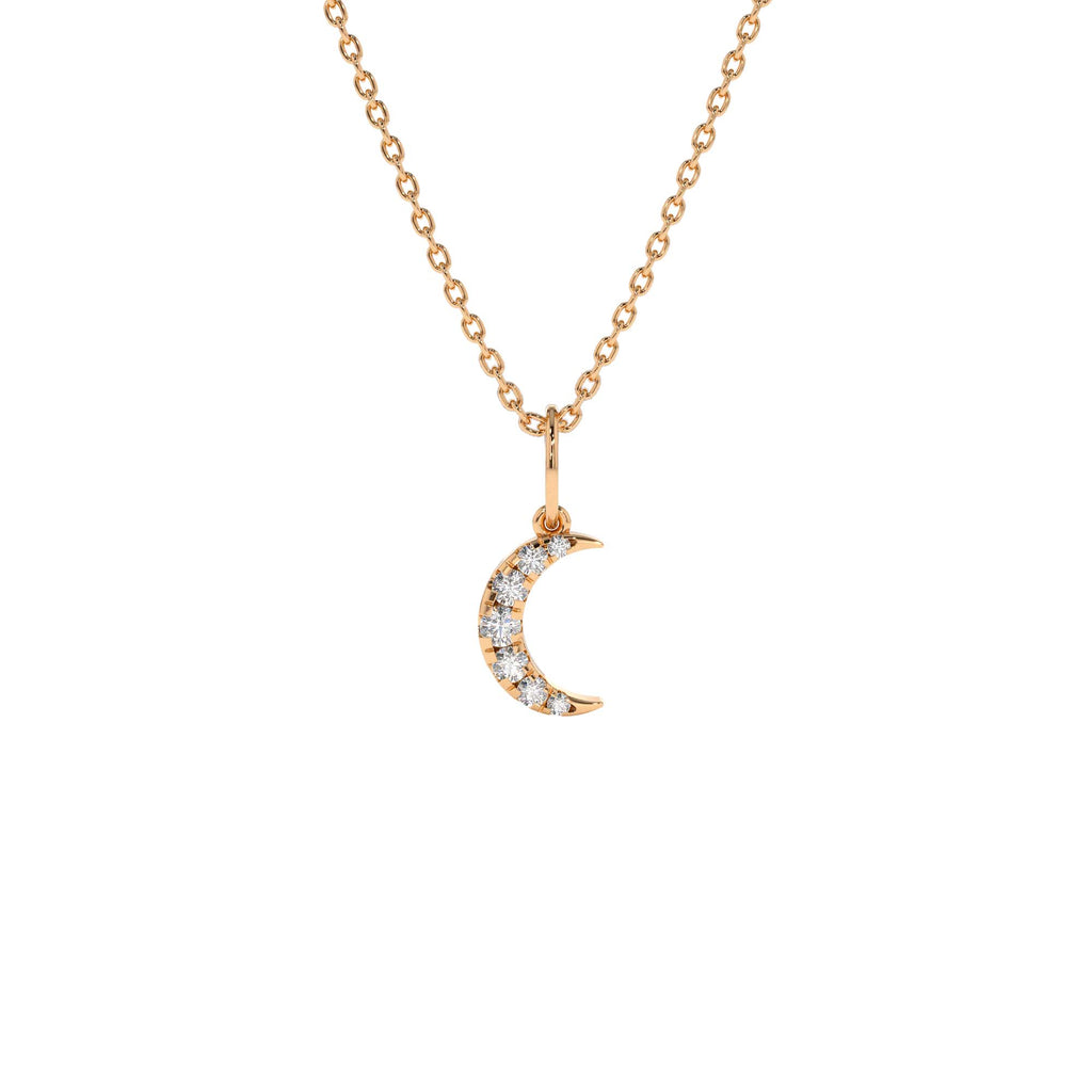 Dainty Crescent Moon Diamond Charm in 14K Gold — view 4