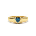 Heart Shape Blue Topaz Beveled Ring in 14K Gold — view 1