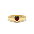 Heart Shape Garnet Beveled Ring in 14K Gold — view 1