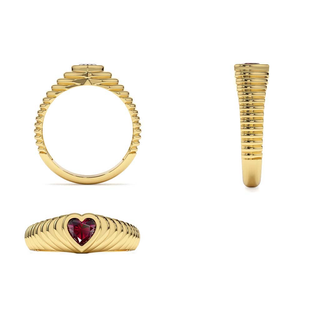 Heart Shape Garnet Beveled Ring in 14K Gold — view 3