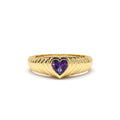 Heart Shape Amethyst Beveled Ring in 14K Gold — view 1