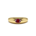 Flush Set Oval Ruby Dome Ring in 14K Gold — view 1
