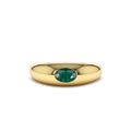 Flush Set Oval Emerald Dome Ring in 14K Gold — view 1