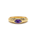 Marquise Shape Amethyst Beveled Ring in 14K Gold — view 1