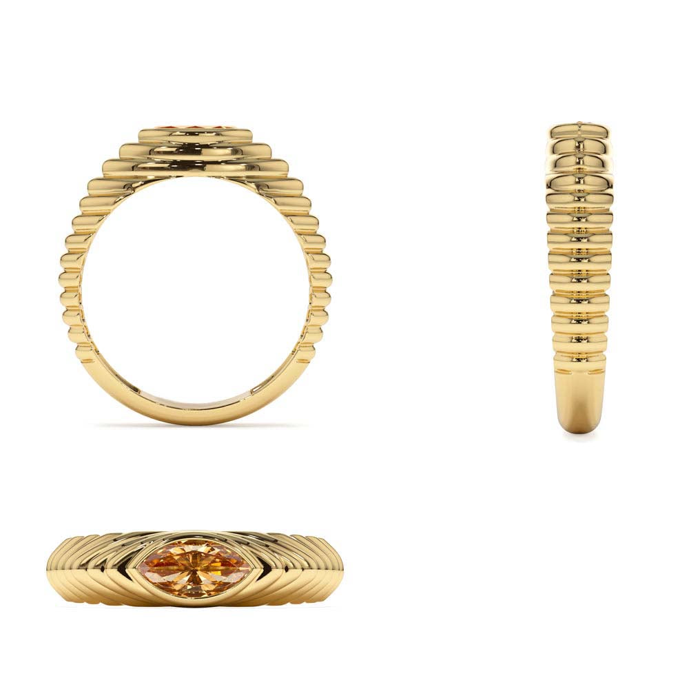 Marquise Shape Citrine Beveled Ring in 14K Gold — view 3