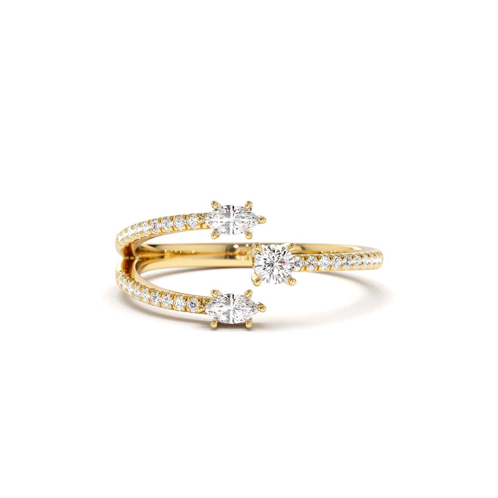 Open Design Marquise Diamond Claw Ring in 14K Gold — view 1
