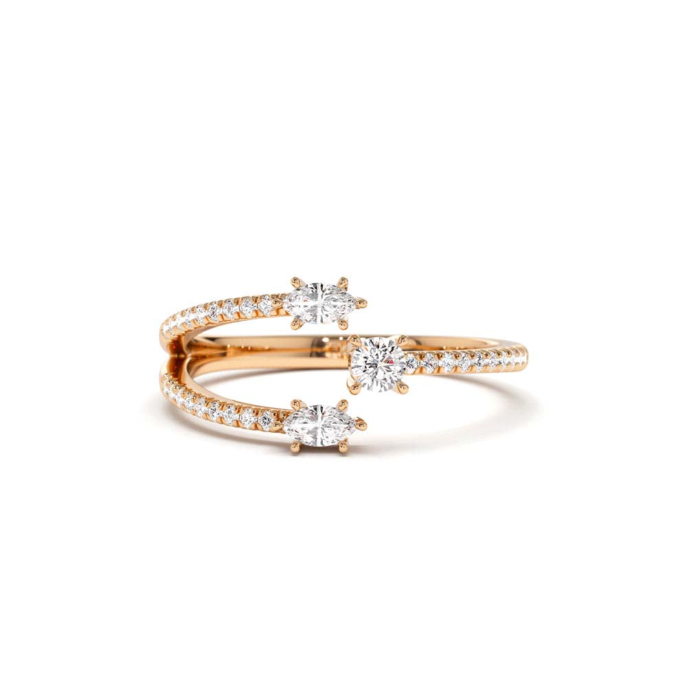 Open Design Marquise Diamond Claw Ring in 14K Gold — view 5