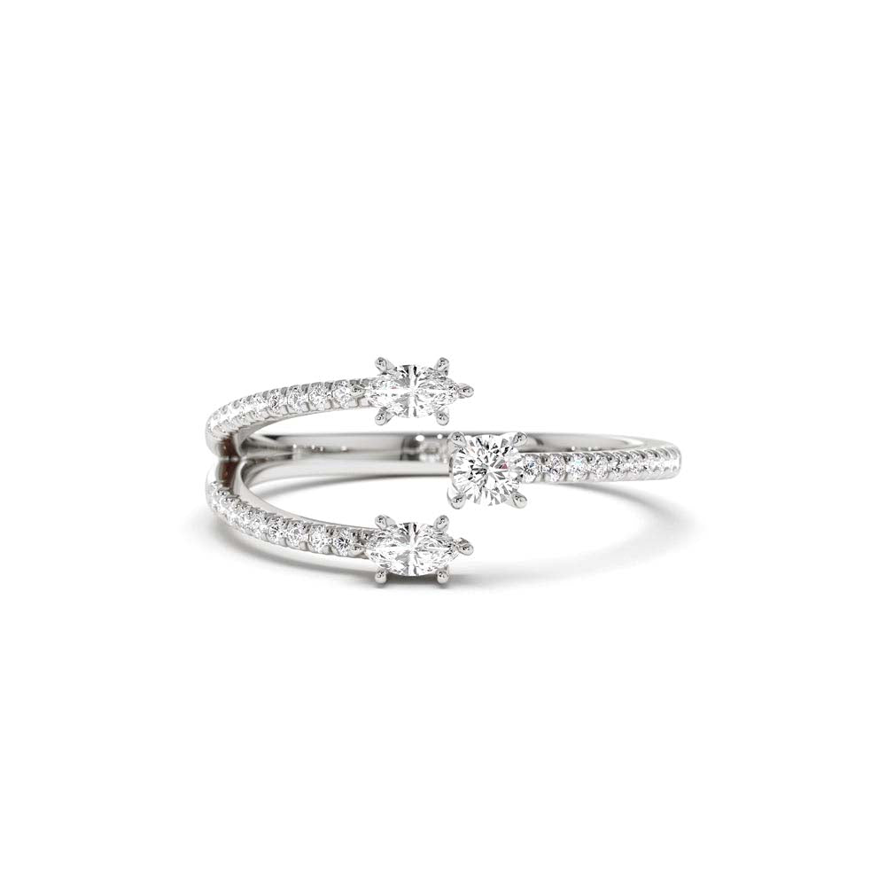 Open Design Marquise Diamond Claw Ring in 14K Gold — view 4