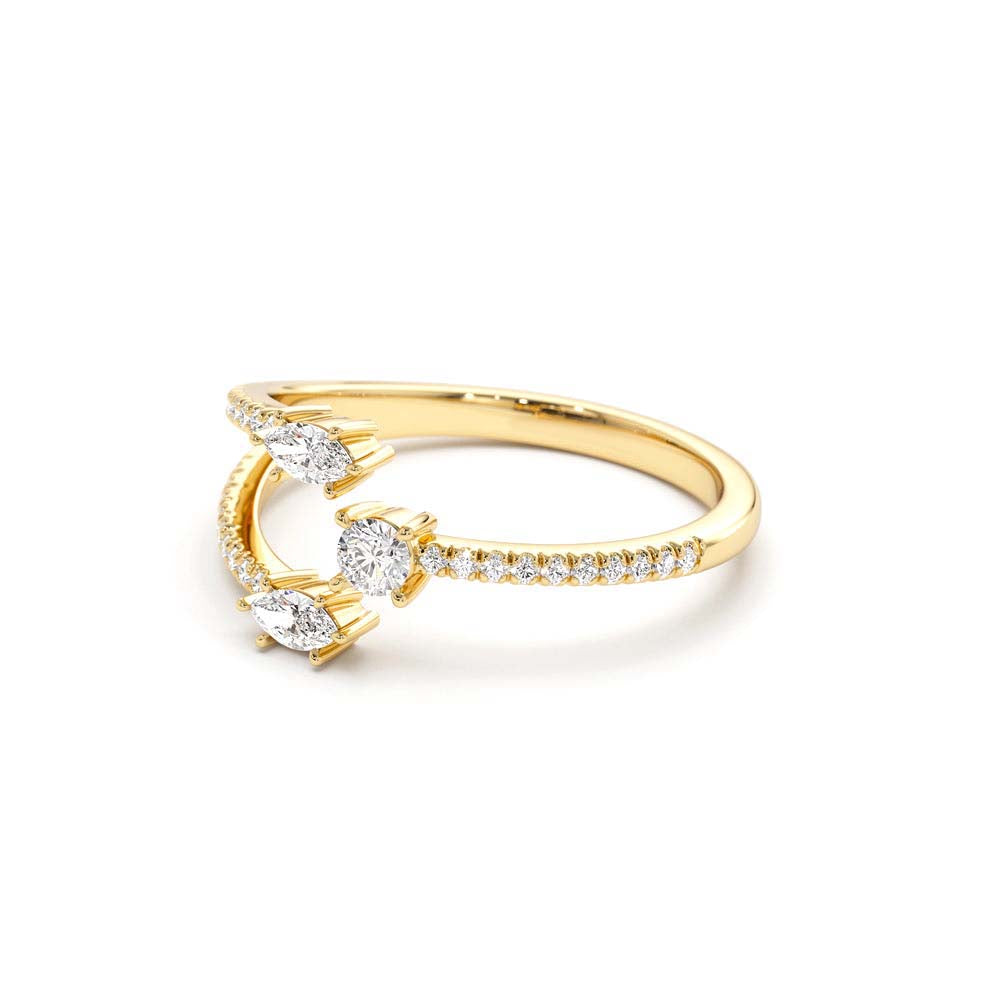 Open Design Marquise Diamond Claw Ring in 14K Gold — view 2