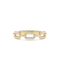 Chain Link Diamond Ring with Twisted Rope Band in 14K Gold — view 1