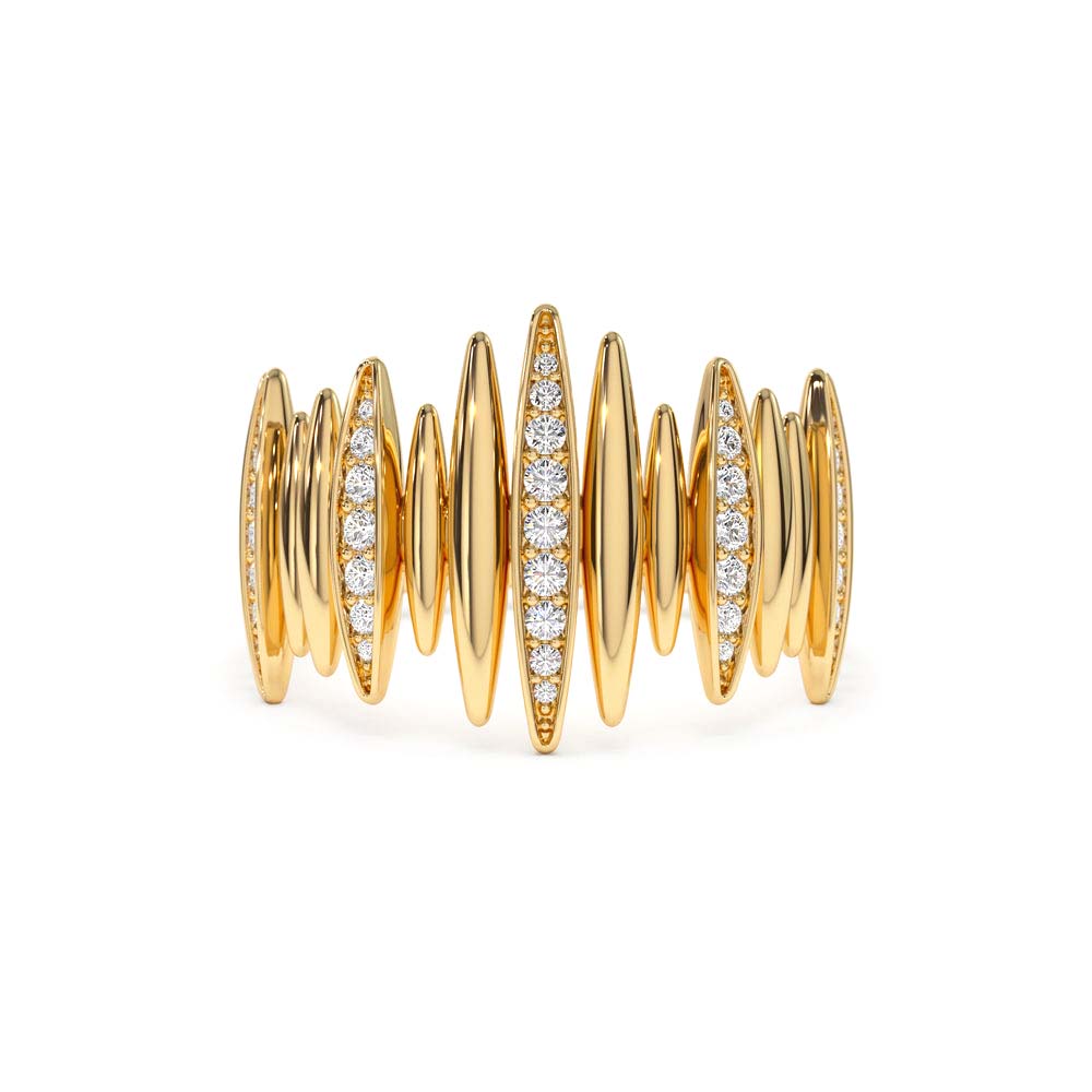 Unique Diamond Spike Ring in 14K Gold — view 1