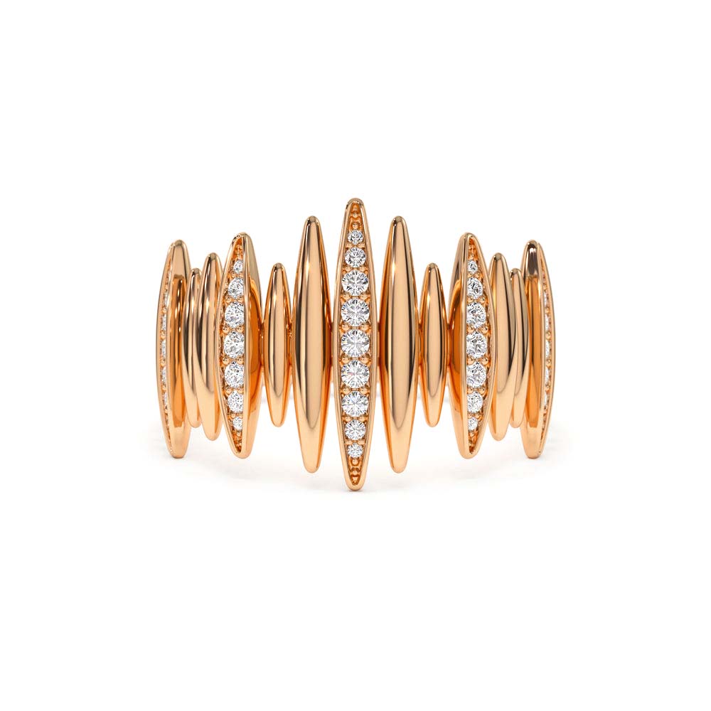 Unique Diamond Spike Ring in 14K Gold — view 5