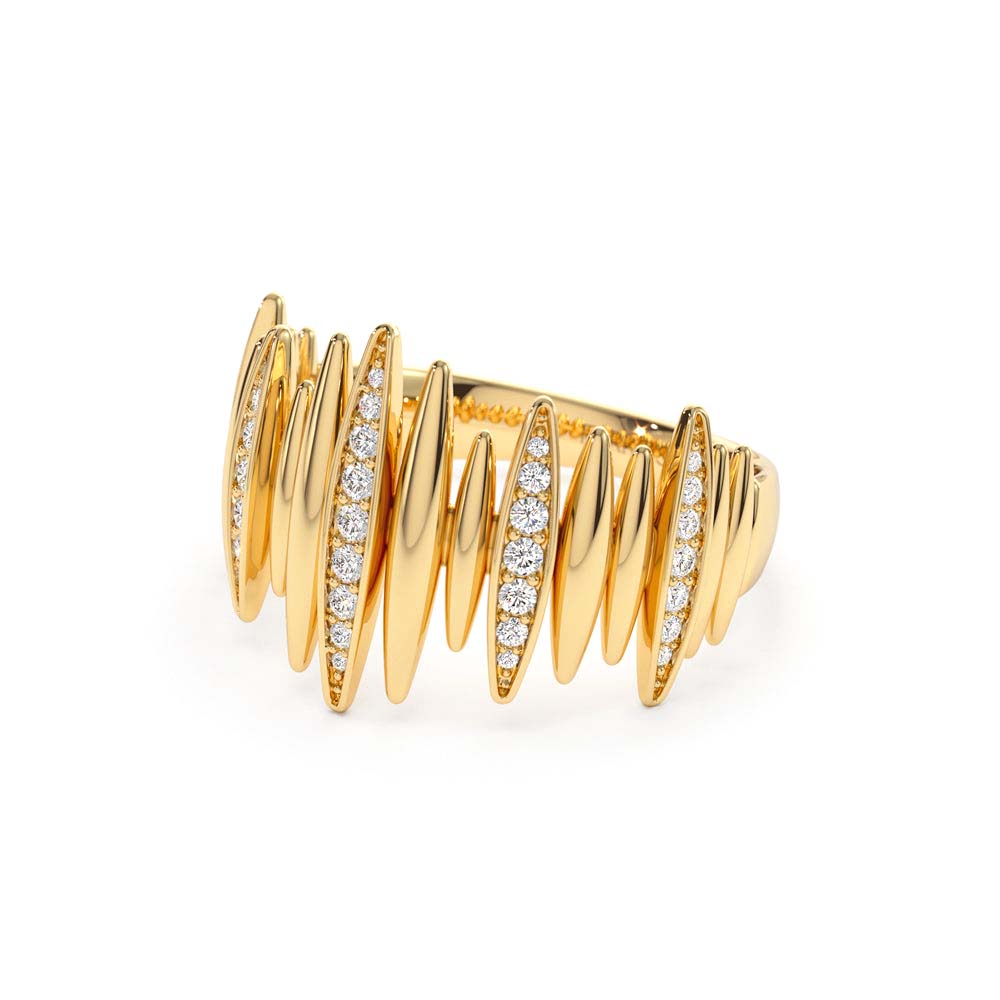 Unique Diamond Spike Ring in 14K Gold — view 2