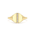 Pave Diamond Line Signet Pinky Ring in 14K Gold — view 1
