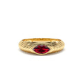 Marquise Shape Garnet Beveled Ring in 14K Gold — view 1
