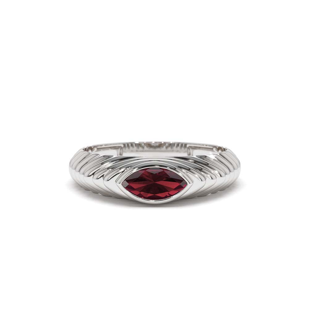 Marquise Shape Garnet Beveled Ring in 14K Gold — view 4