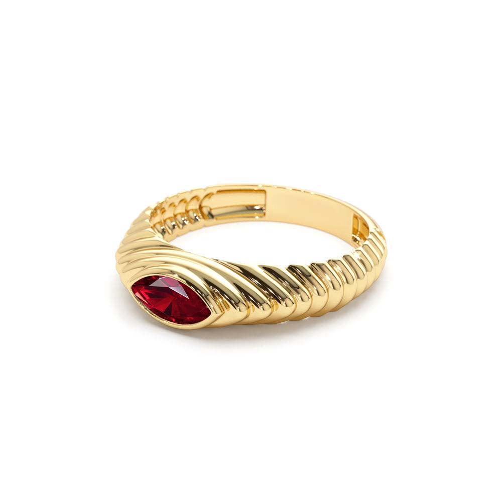 Marquise Shape Garnet Beveled Ring in 14K Gold — view 2