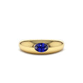 Flush Set Oval Sapphire Dome Ring in 14K Gold — view 1