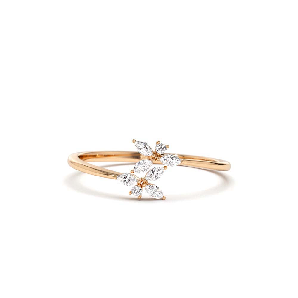 Marquise Diamond Trendy Stackable Ring in 14K Gold — view 5