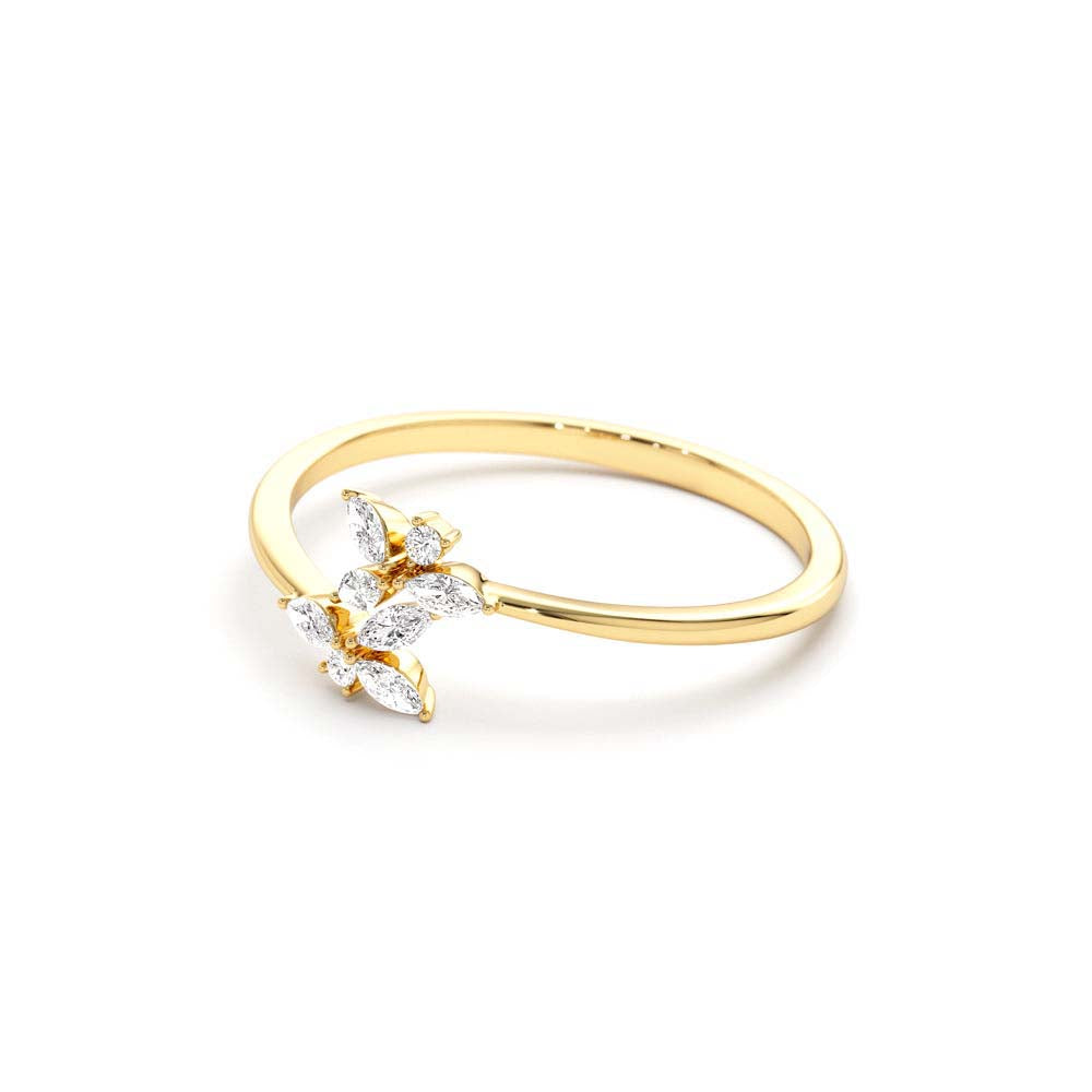 Marquise Diamond Trendy Stackable Ring in 14K Gold — view 2