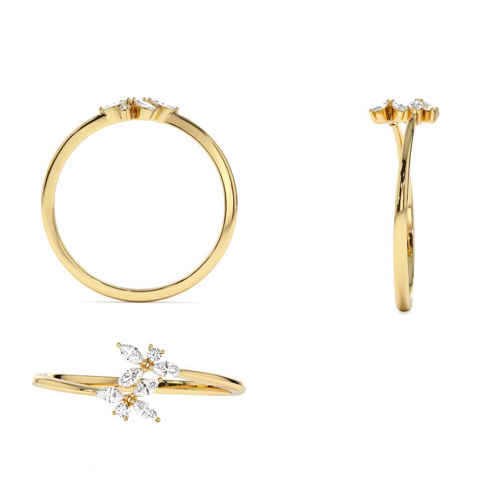 Marquise Diamond Trendy Stackable Ring in 14K Gold — view 3