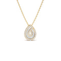 Teardrop Shape Baguette and Round Diamond Statement Necklace in 14K Gold — view 1