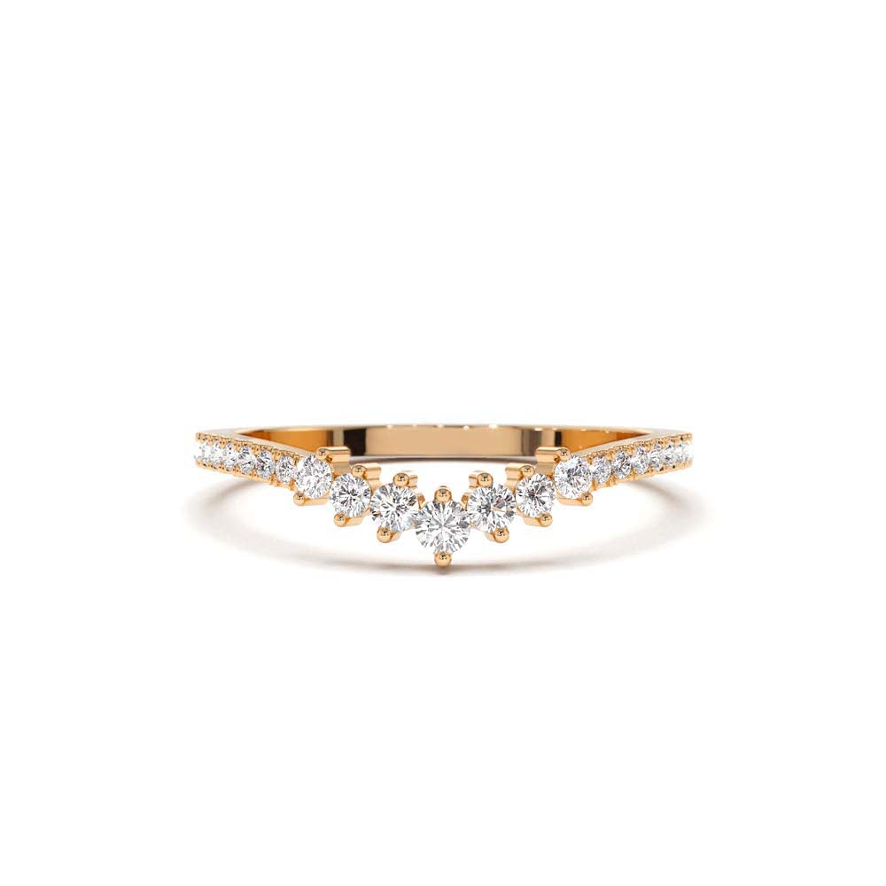 Curved Graduating Diamond Wedding Band in 14K Gold — view 5