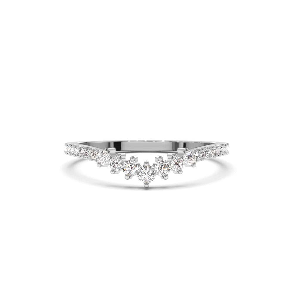 Curved Graduating Diamond Wedding Band in 14K Gold — view 4