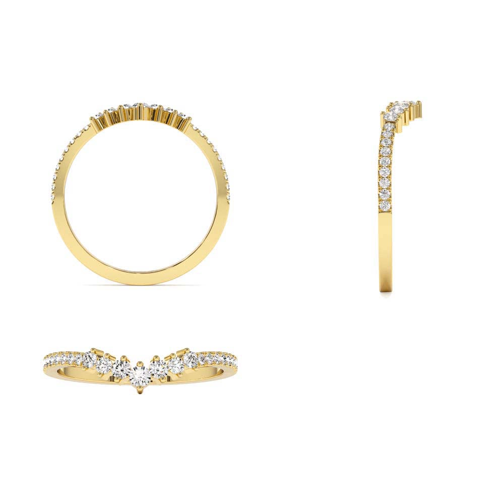 Curved Graduating Diamond Wedding Band in 14K Gold — view 3