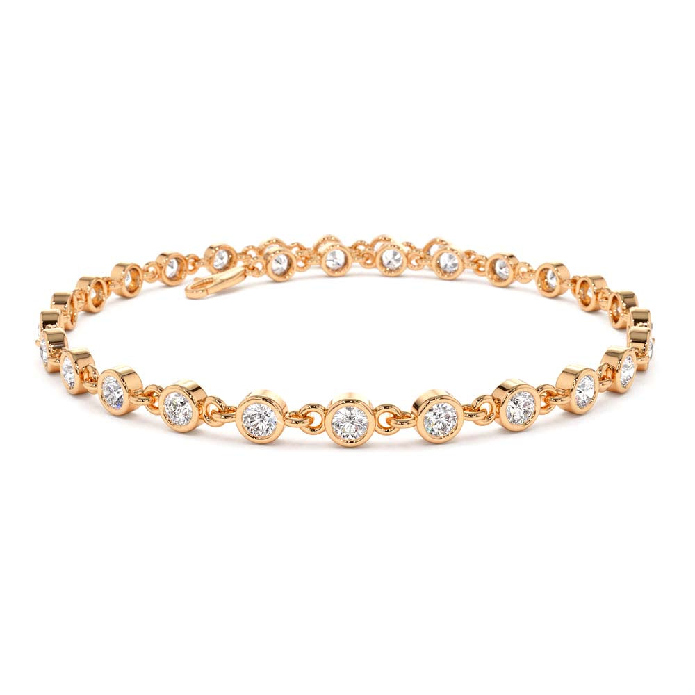 Bezel Setting Diamond Tennis Bracelet in 14K Gold — view 5