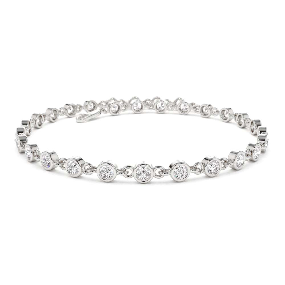 Bezel Setting Diamond Tennis Bracelet in 14K Gold — view 4