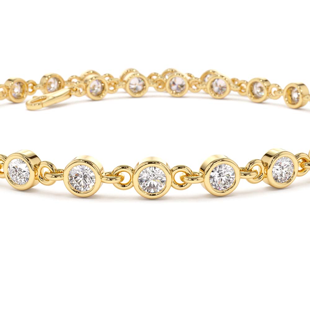 Bezel Setting Diamond Tennis Bracelet in 14K Gold — view 2