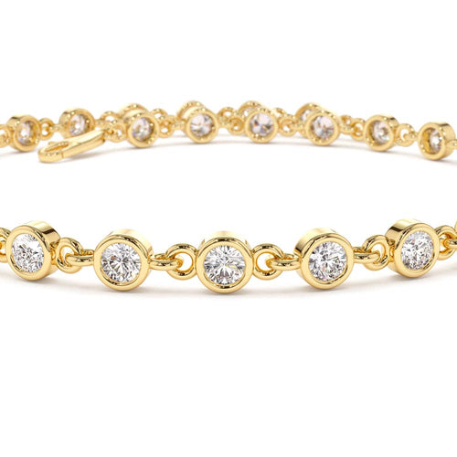 Bezel Setting Diamond Tennis Bracelet in 14K Gold — view 2