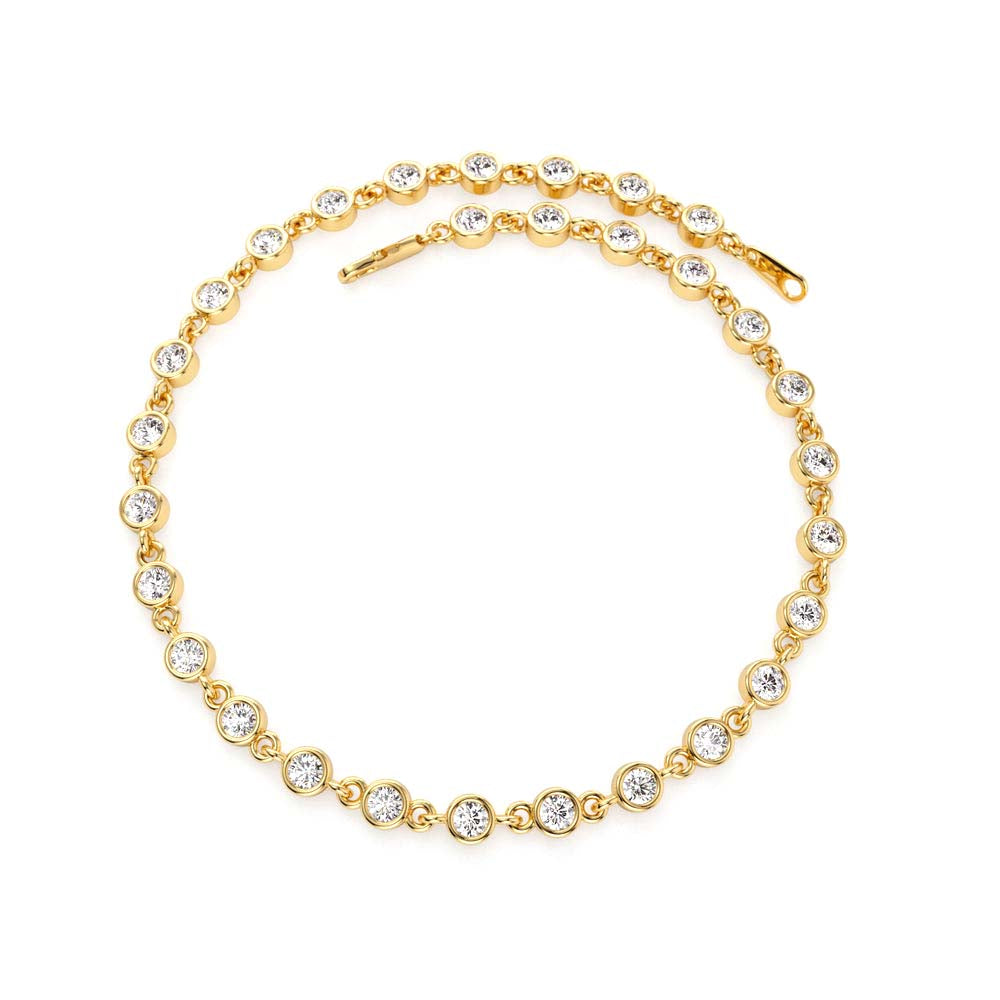Bezel Setting Diamond Tennis Bracelet in 14K Gold — view 3