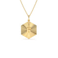 Sparkle Hexagon Disc Initial Necklace in 14K Gold — view 1