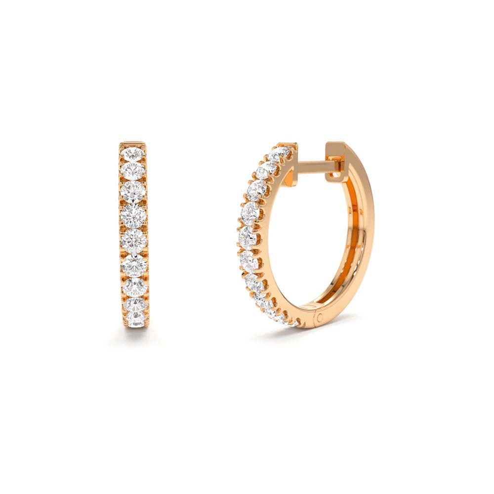 Diamond Huggies Earrings 16MM in 14K Gold — view 4