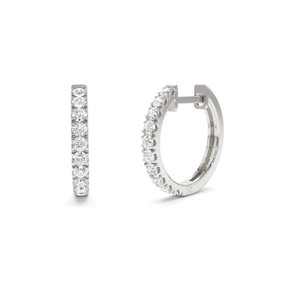Diamond Huggies Earrings 16MM in 14K Gold — view 3