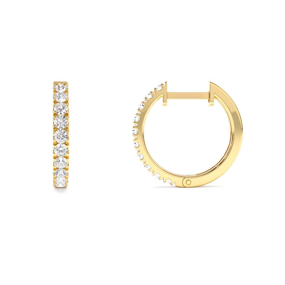 Diamond Huggies Earrings 16MM in 14K Gold — view 2