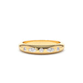 Dome Marquise and Round Diamonds Flush Setting Ring in 14K Gold — view 1