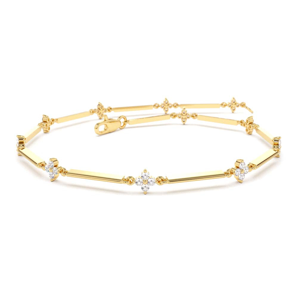 Clover Setting Diamond Infinity Bracelet in 14K Gold — view 1
