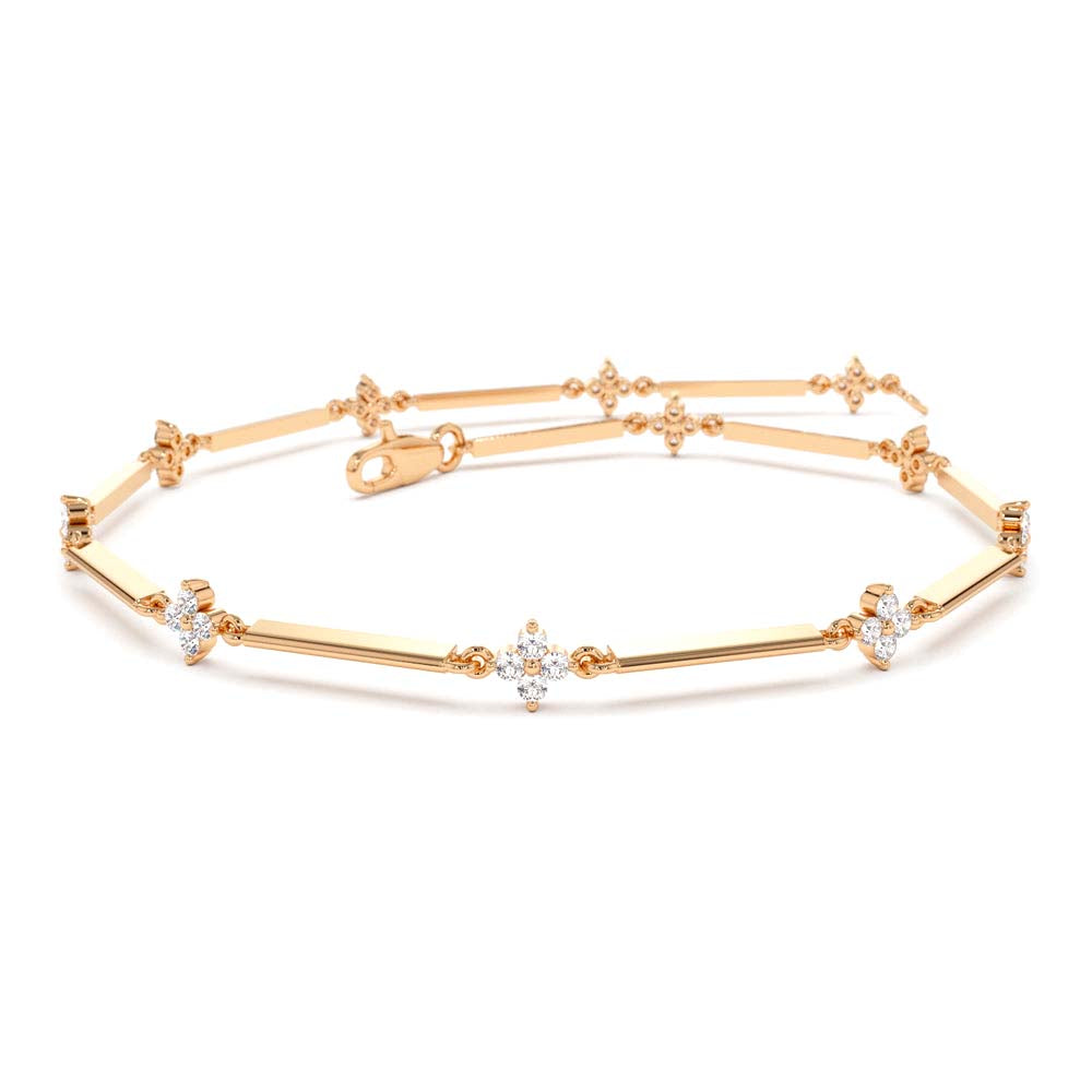 Clover Setting Diamond Infinity Bracelet in 14K Gold — view 5